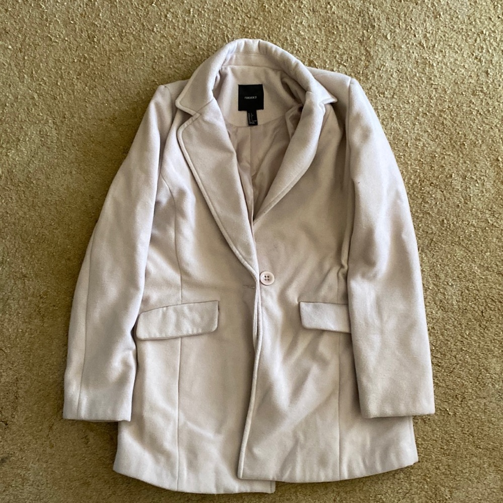 {forever 21} cream coat. Smudge noted on left side